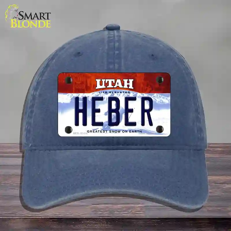 HAT11-MLP-10194 Heber Utah Novelty License Plate Hat, Unconstructed Cotton - Navy