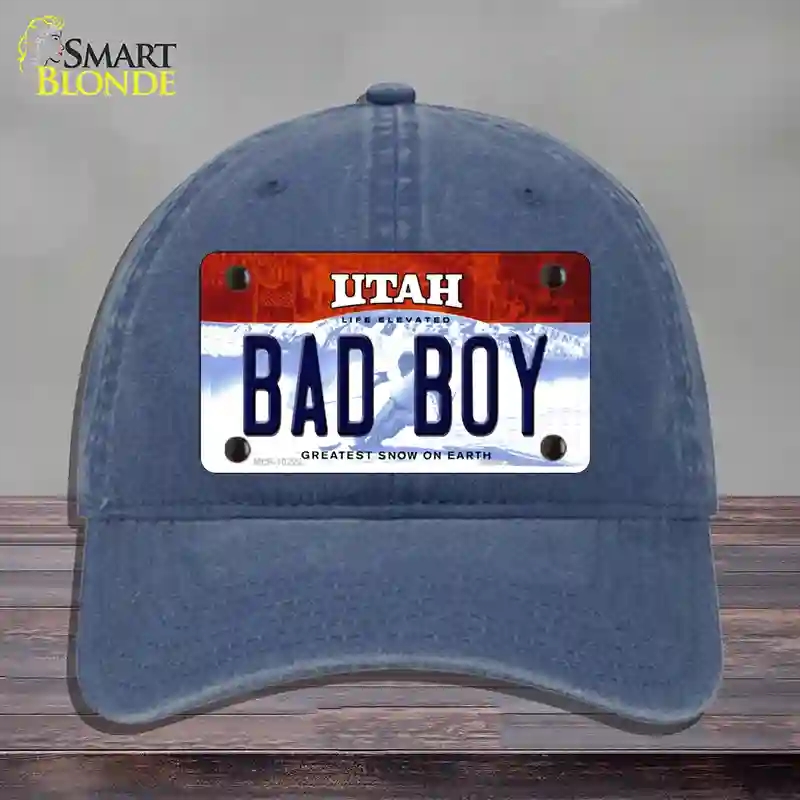 HAT11-MLP-10222 Bad Boy Utah Novelty License Plate Hat, Unconstructed Cotton - Navy