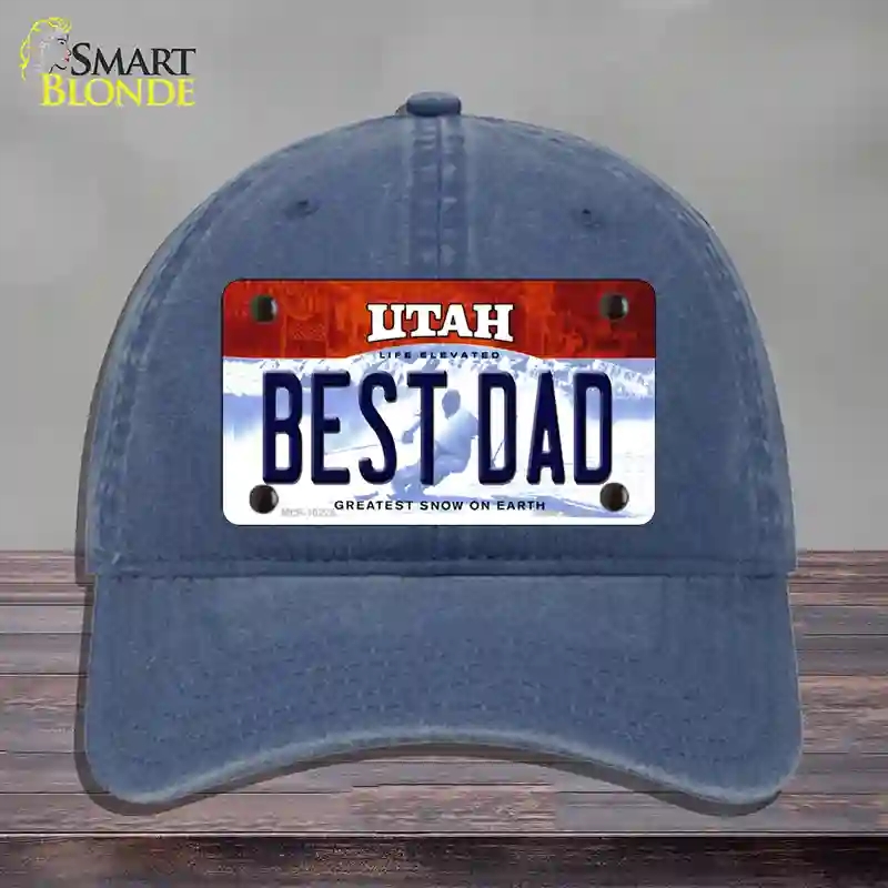 HAT11-MLP-10225 Best Dad Utah Novelty License Plate Hat, Unconstructed Cotton - Navy