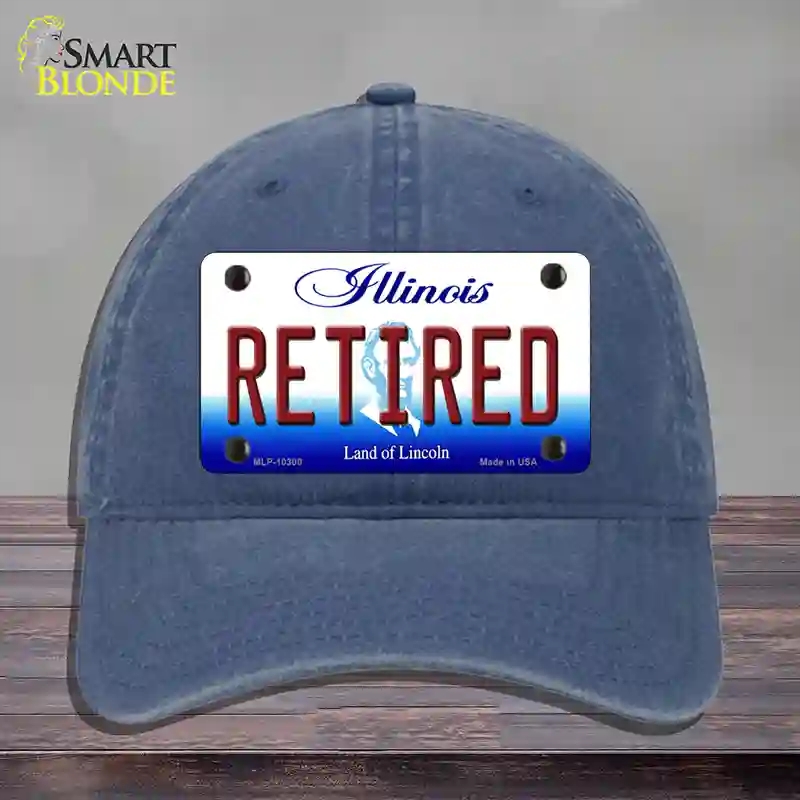 HAT11-MLP-10300 Retired Illinois Novelty License Plate Hat, Unconstructed Cotton - Navy