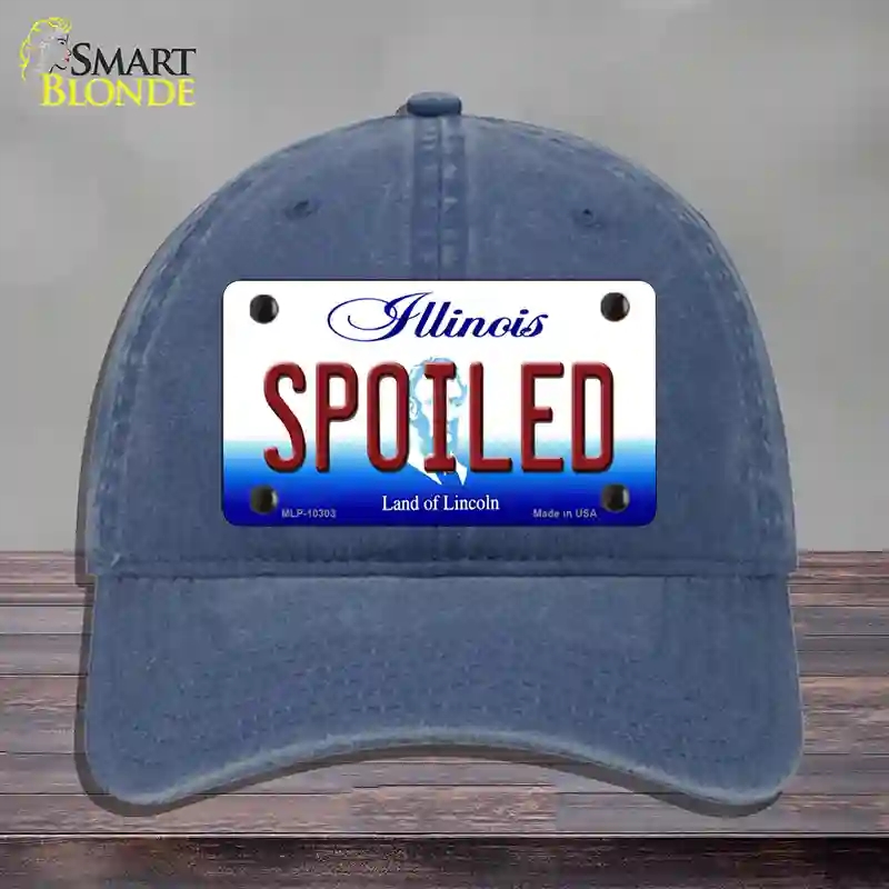 HAT11-MLP-10303 Spoiled Illinois Novelty License Plate Hat, Unconstructed Cotton - Navy