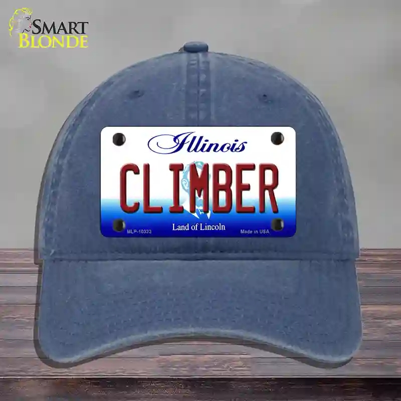 HAT11-MLP-10323 Climber Illinois Novelty License Plate Hat, Unconstructed Cotton - Navy