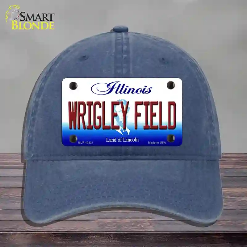 HAT11-MLP-10331 Wrigley Field Illinois Novelty License Plate Hat, Unconstructed Cotton - Navy
