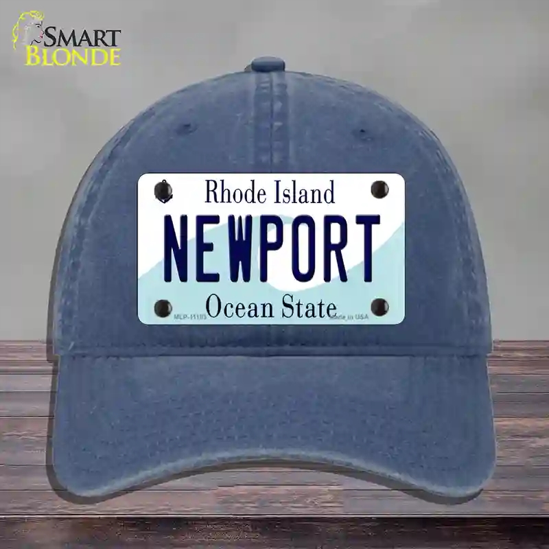 HAT11-MLP-11183   Port Rhode Island State Novelty License Plate Hat, Unconstructed Cotton - Navy