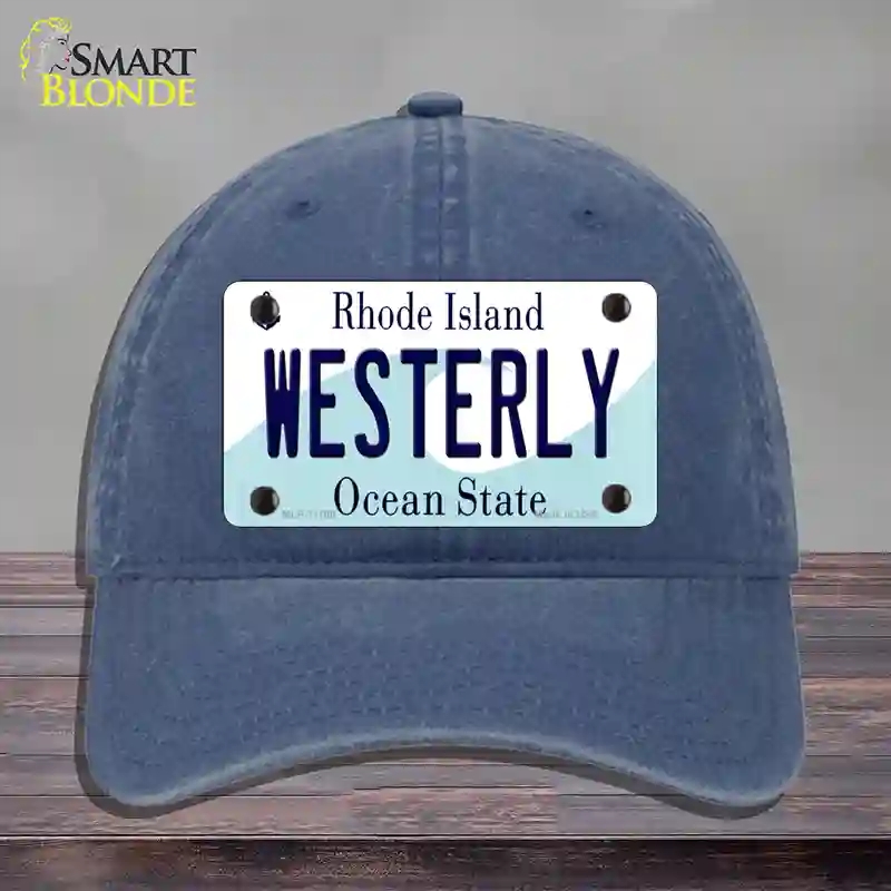HAT11-MLP-11188 Westerly Rhode Island State Novelty License Plate Hat, Unconstructed Cotton - Navy