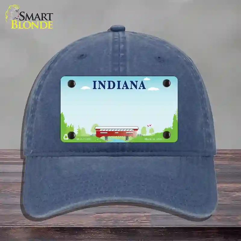 HAT11-MLP-11522 Indiana Recycle State Blank Novelty License Plate Hat, Unconstructed Cotton - Navy
