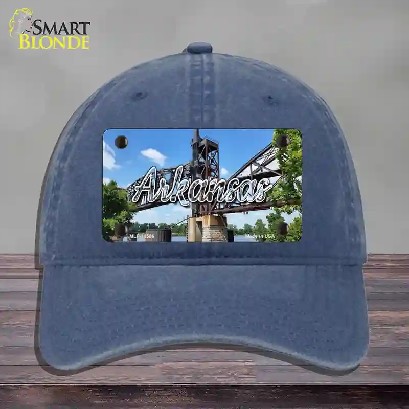 HAT11-MLP-11586 Arkansas Rusty Bridge State Novelty License Plate Hat, Unconstructed Cotton - Navy