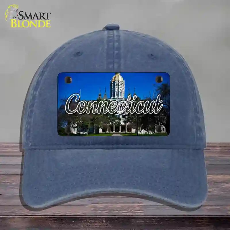HAT11-MLP-11590 Connecticut Capital Building State Novelty License Plate Hat, Unconstructed Cotton - Navy