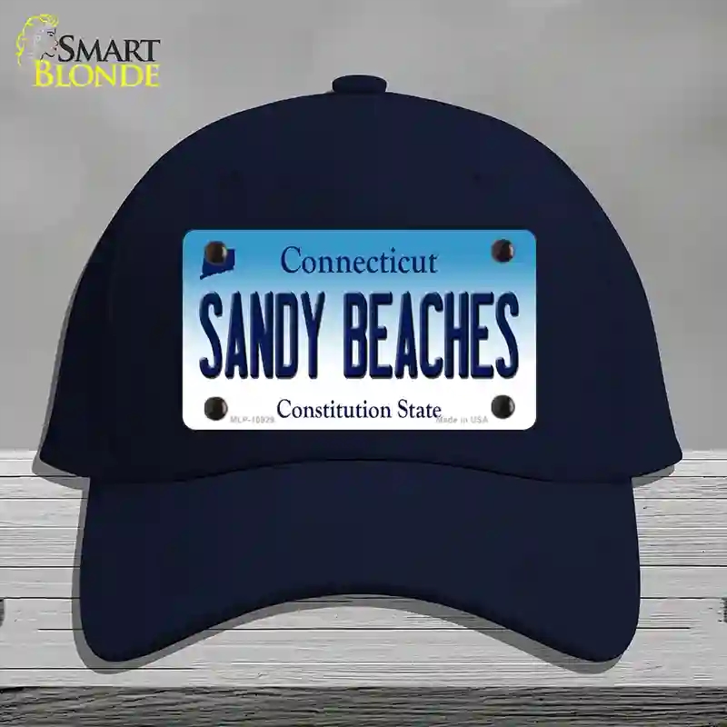 HAT20-MLP-10929 Sandy Beaches Connecticut Novelty License Plate Hat, Cotton - Navy