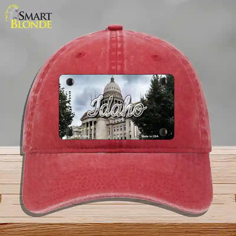 HAT13-MLP-11596 Idaho Capital Building State Novelty License Plate Hat, Unconstructed Cotton - Red