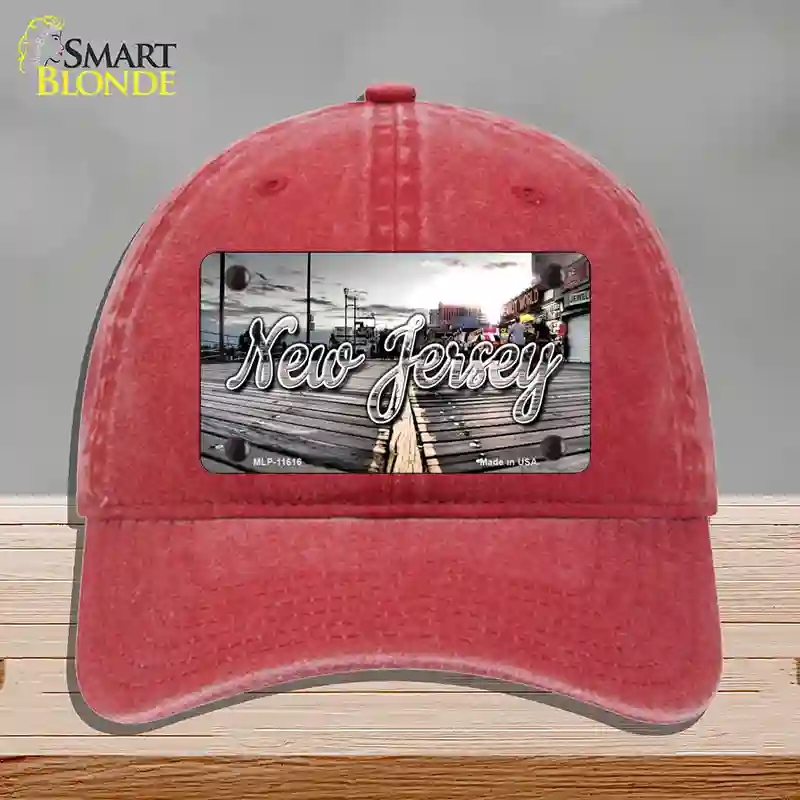 HAT13-MLP-11616   Jersey Boardwalk State Novelty License Plate Hat, Unconstructed Cotton - Red
