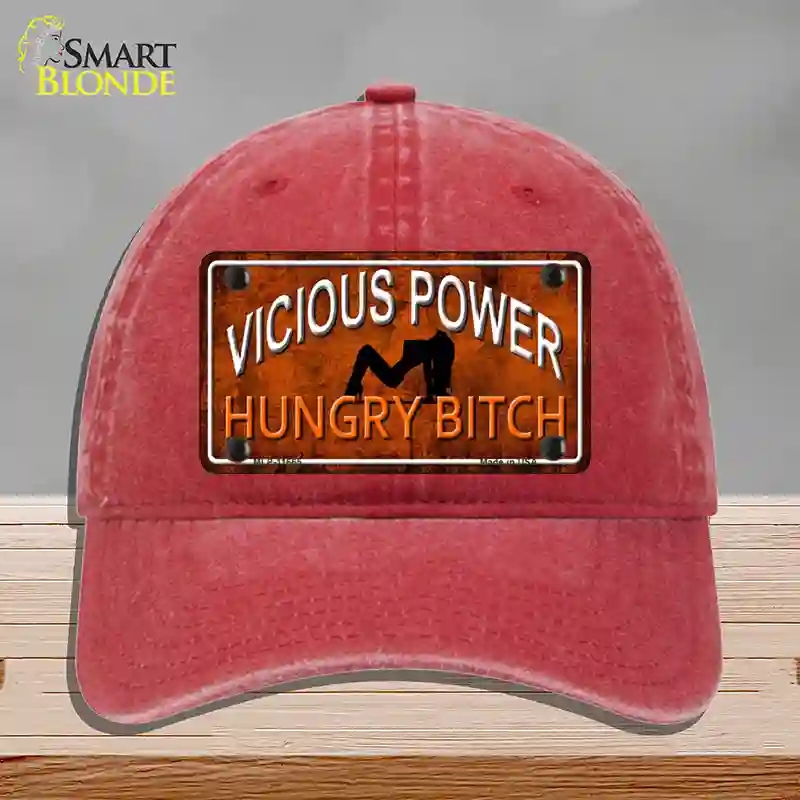 HAT13-MLP-11665 Vicious Power Novelty License Plate Hat, Unconstructed Cotton - Red