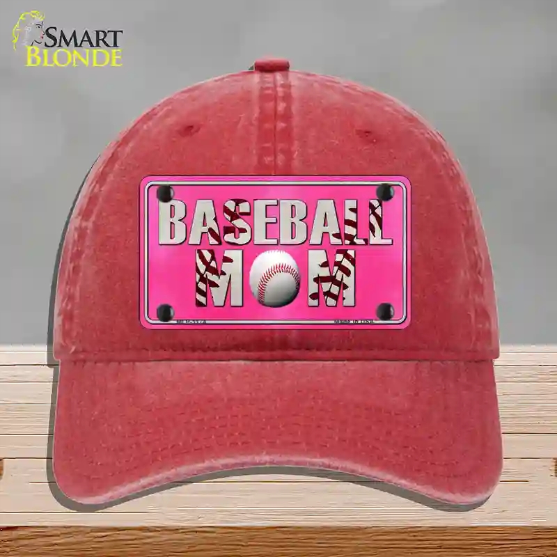 HAT13-MLP-1174 Baseball Mom Novelty License Plate Hat, Unconstructed Cotton - Red