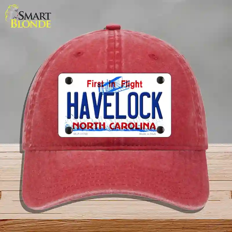 HAT13-MLP-11750 Havelock North Carolina State Novelty License Plate Hat, Unconstructed Cotton - Red