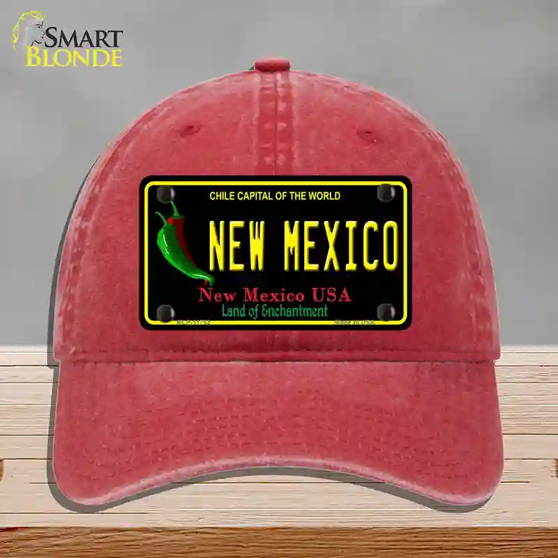 HAT13-MLP-11753   Mexico Black State Novelty License Plate Hat, Unconstructed Cotton - Red