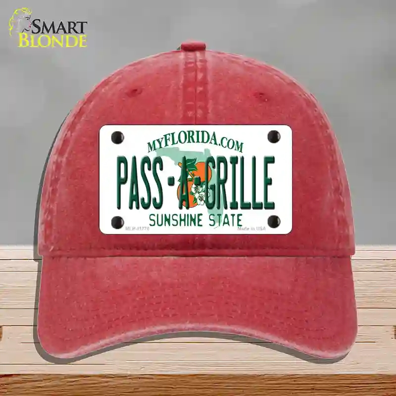 HAT13-MLP-11770 Pass a Grille Florida Novelty License Plate Hat, Unconstructed Cotton - Red