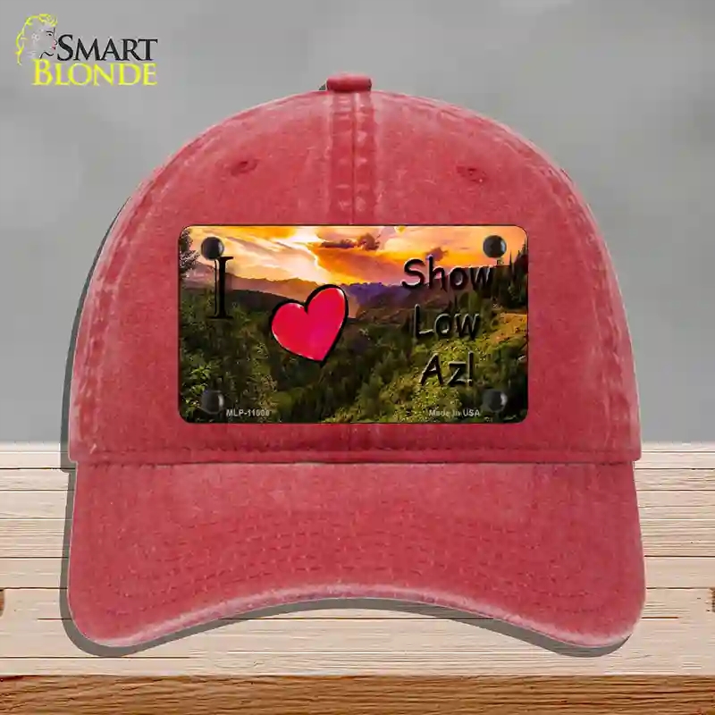 HAT13-MLP-11806 Show Low Valley Arizona Novelty License Plate Hat, Unconstructed Cotton - Red