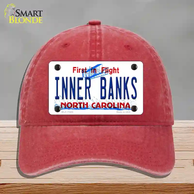 HAT13-MLP-11820 Inner Banks North Carolina Novelty License Plate Hat, Unconstructed Cotton - Red