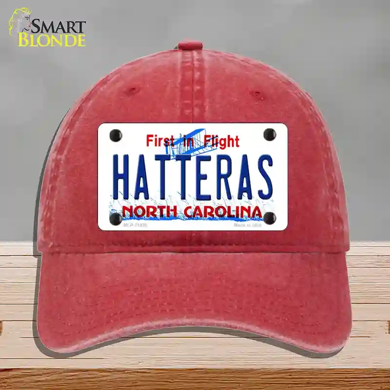 HAT13-MLP-11830 Hatteras North Carolina Novelty License Plate Hat, Unconstructed Cotton - Red