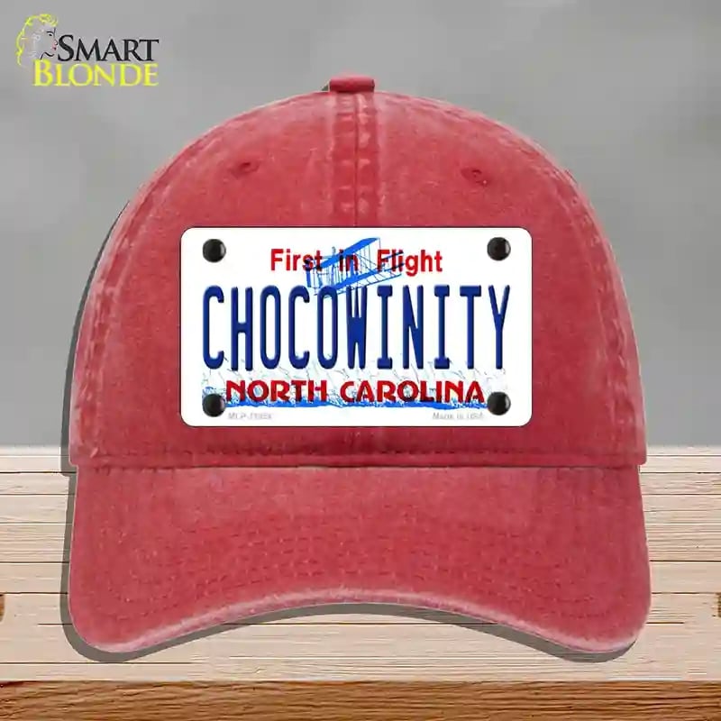 HAT13-MLP-11854 Chocowinity North Carolina Novelty License Plate Hat, Unconstructed Cotton - Red