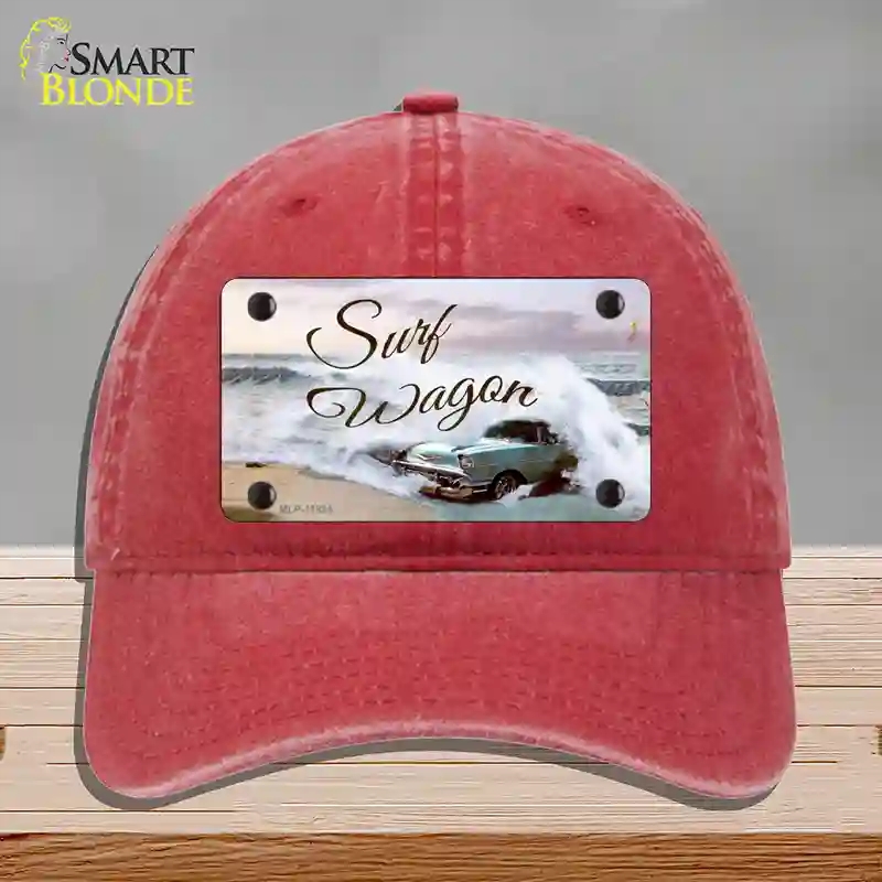 HAT13-MLP-11894 Surf Wagon Novelty License Plate Hat, Unconstructed Cotton - Red
