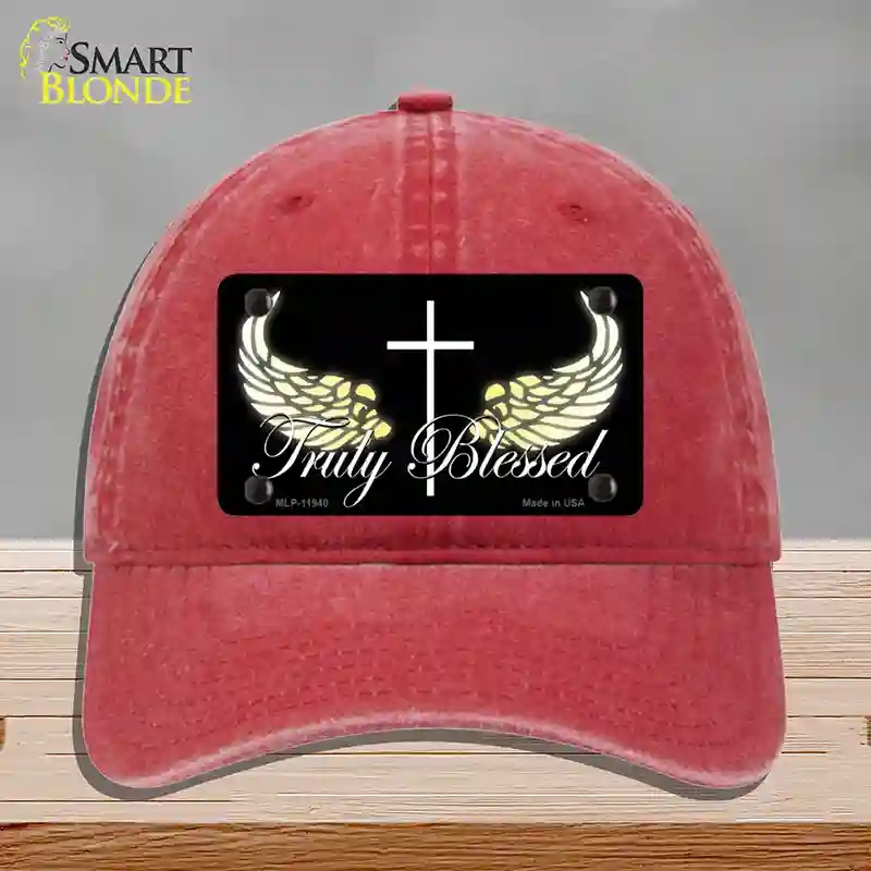 HAT13-MLP-11940 Truly Blessed Novelty License Plate Hat, Unconstructed Cotton - Red