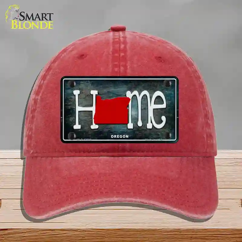 HAT13-MLP-12028 Oregon Home State Outline Novelty License Plate Hat, Unconstructed Cotton - Red