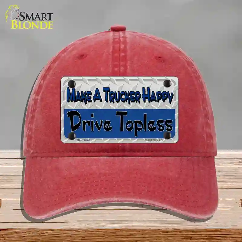 HAT13-MLP-1203 Make a Mesh Happy Novelty License Plate Hat, Unconstructed Cotton - Red