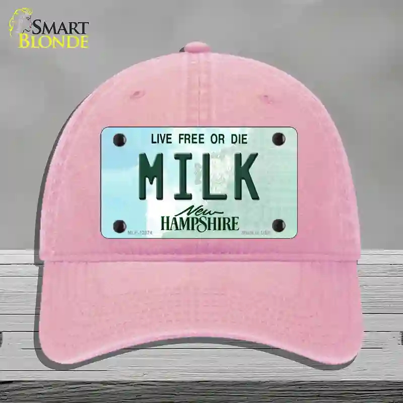 HAT12-MLP-12074 Milk   Hampshire State Novelty License Plate Hat, Unconstructed Cotton - Pink