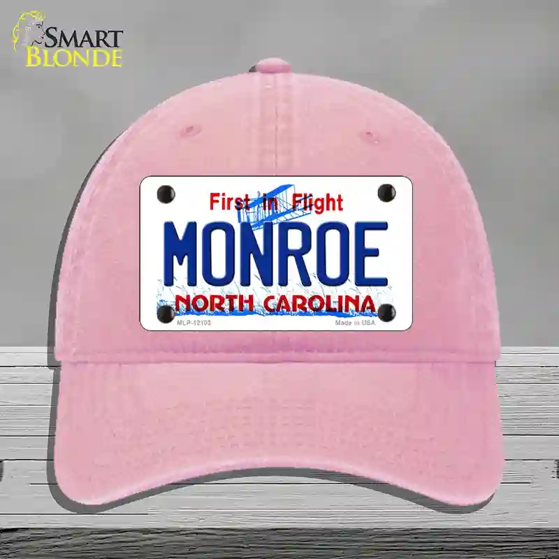 HAT12-MLP-12103 Monroe North Carolina State Novelty License Plate Hat, Unconstructed Cotton - Pink