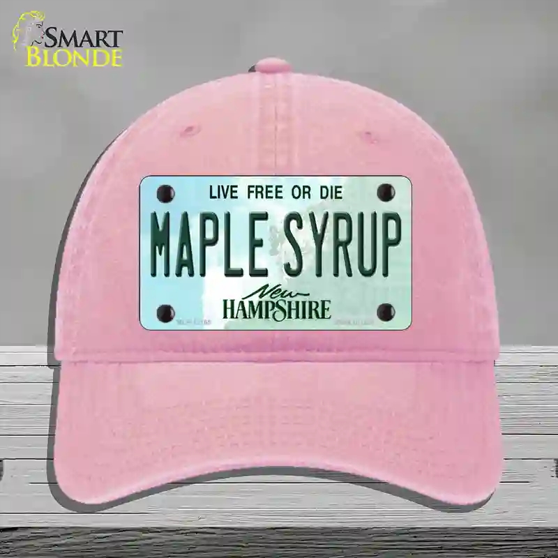 HAT12-MLP-12165 Maple Syrup   Hampshire Novelty License Plate Hat, Unconstructed Cotton - Pink