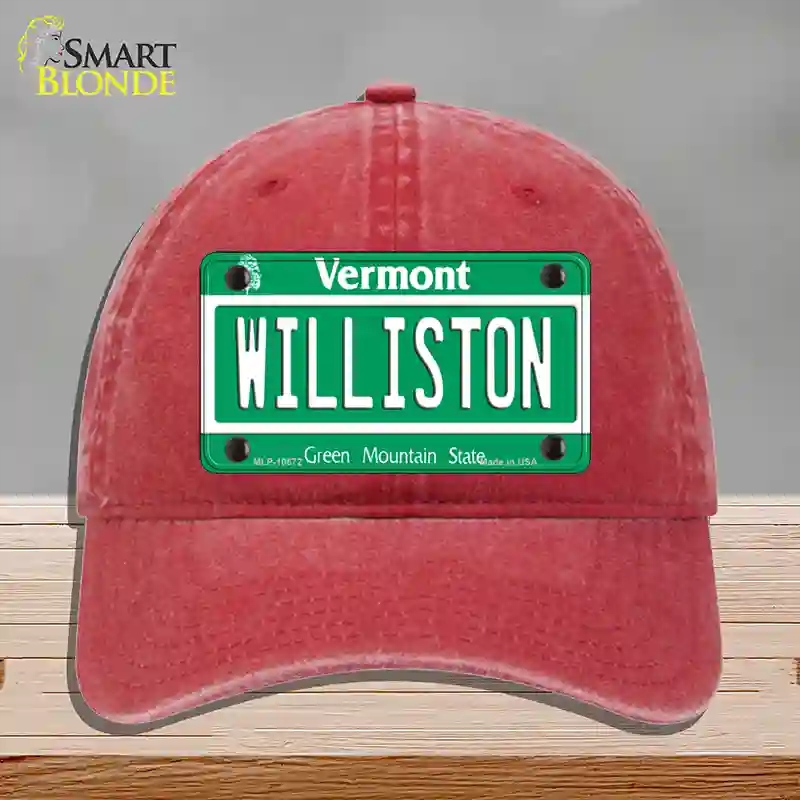 HAT13-MLP-10672 Williston Vermont Novelty License Plate Hat, Unconstructed Cotton - Red