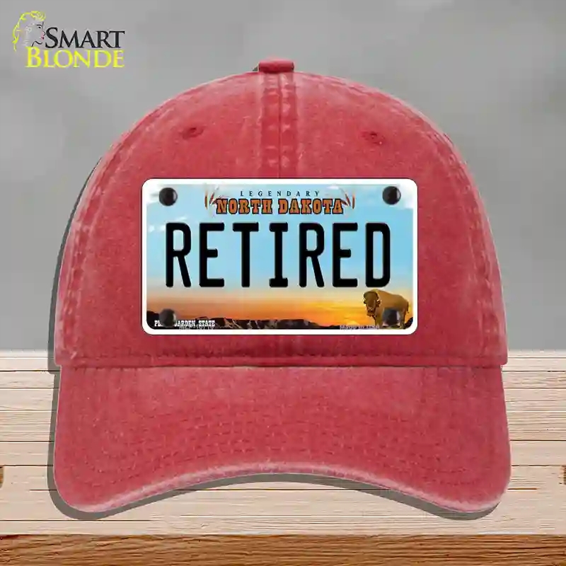 HAT13-MLP-10716 Retired North Dakota Novelty License Plate Hat, Unconstructed Cotton - Red