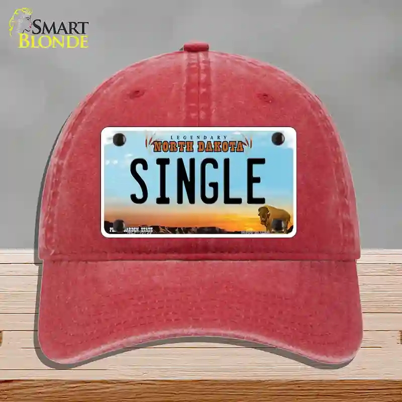 HAT13-MLP-10739 Single North Dakota Novelty License Plate Hat, Unconstructed Cotton - Red