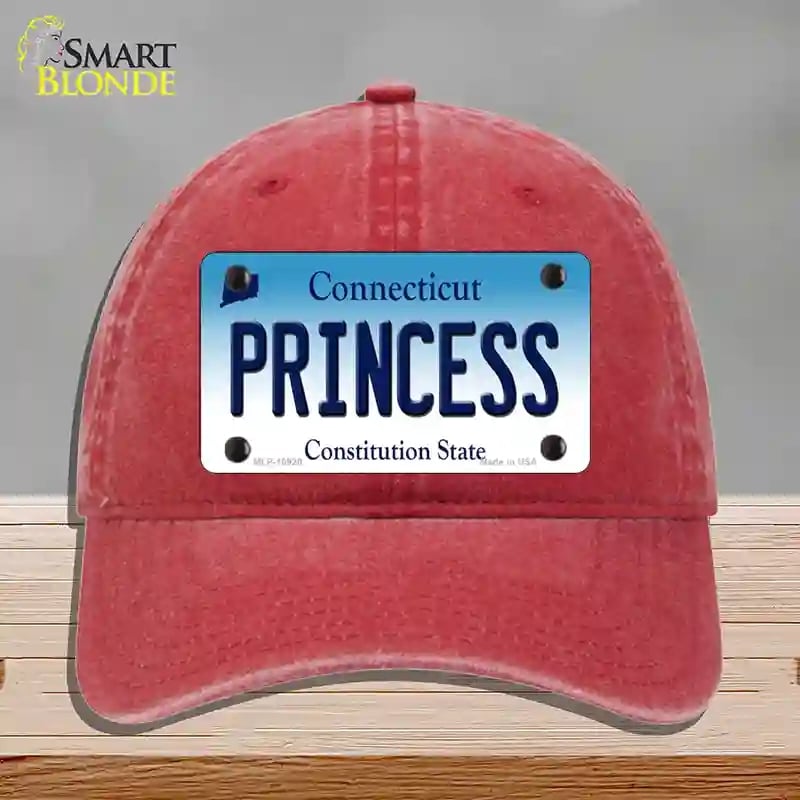 HAT13-MLP-10920 Princess Connecticut Novelty License Plate Hat, Unconstructed Cotton - Red