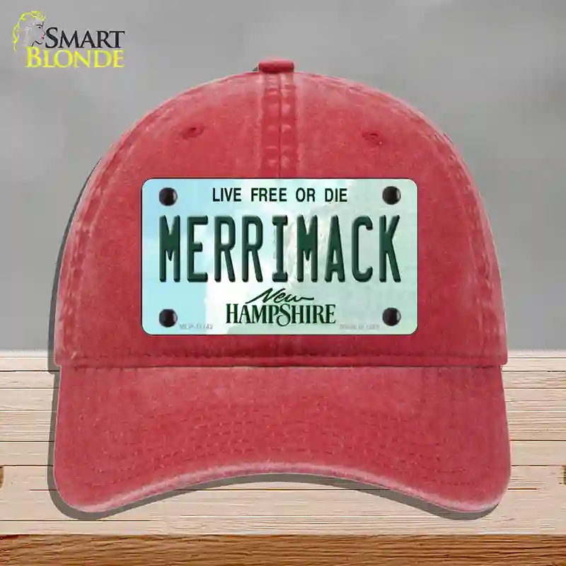 HAT13-MLP-11142 Merrimack   Hampshire State Novelty License Plate Hat, Unconstructed Cotton - Red