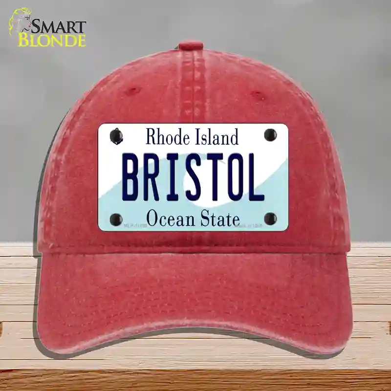 HAT13-MLP-11195 Bristol Rhode Island State Novelty License Plate Hat, Unconstructed Cotton - Red