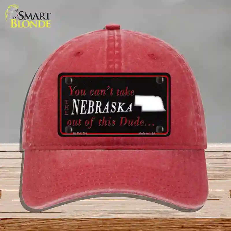 HAT13-MLP-11281 Nebraska Dude Novelty License Plate Hat, Unconstructed Cotton - Red