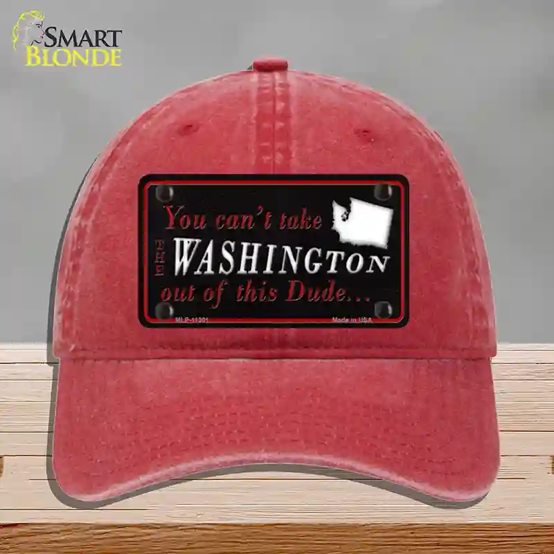 HAT13-MLP-11301 Washington Dude Novelty License Plate Hat, Unconstructed Cotton - Red