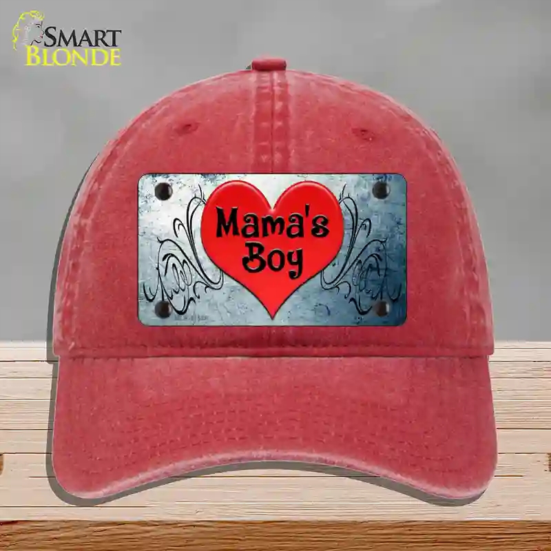 HAT13-MLP-11538 Mamas Boy Novelty License Plate Hat, Unconstructed Cotton - Red