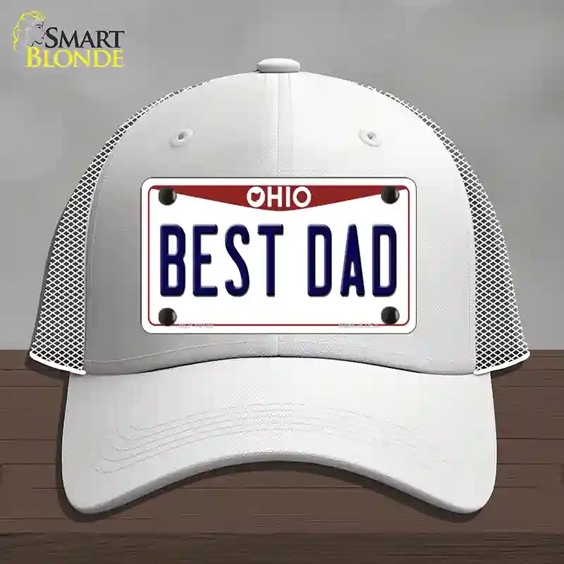 HAT19-MLP-10100 Best Dad Ohio Novelty License Plate Hat, Mesh - White