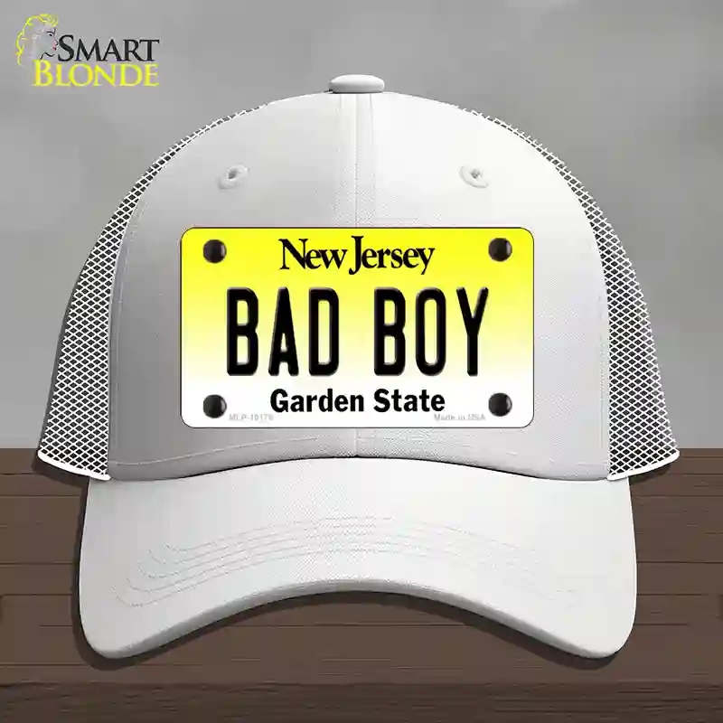 HAT19-MLP-10178 Bad Boy   Jersey Novelty License Plate Hat, Mesh - White