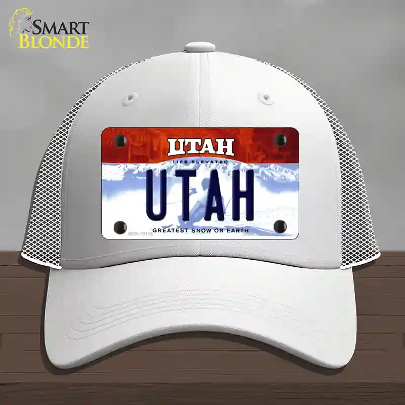 HAT19-MLP-10185 Utah Life Elevated Novelty License Plate Hat, Mesh - White