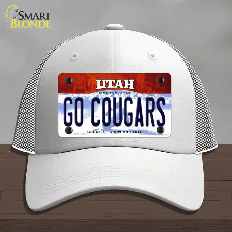 HAT19-MLP-10201 Go Cougars Utah Novelty License Plate Hat, Mesh - White