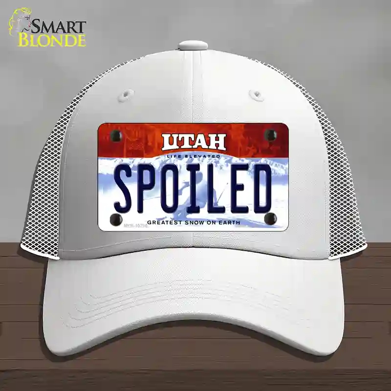 HAT19-MLP-10210 Spoiled Utah Novelty License Plate Hat, Mesh - White