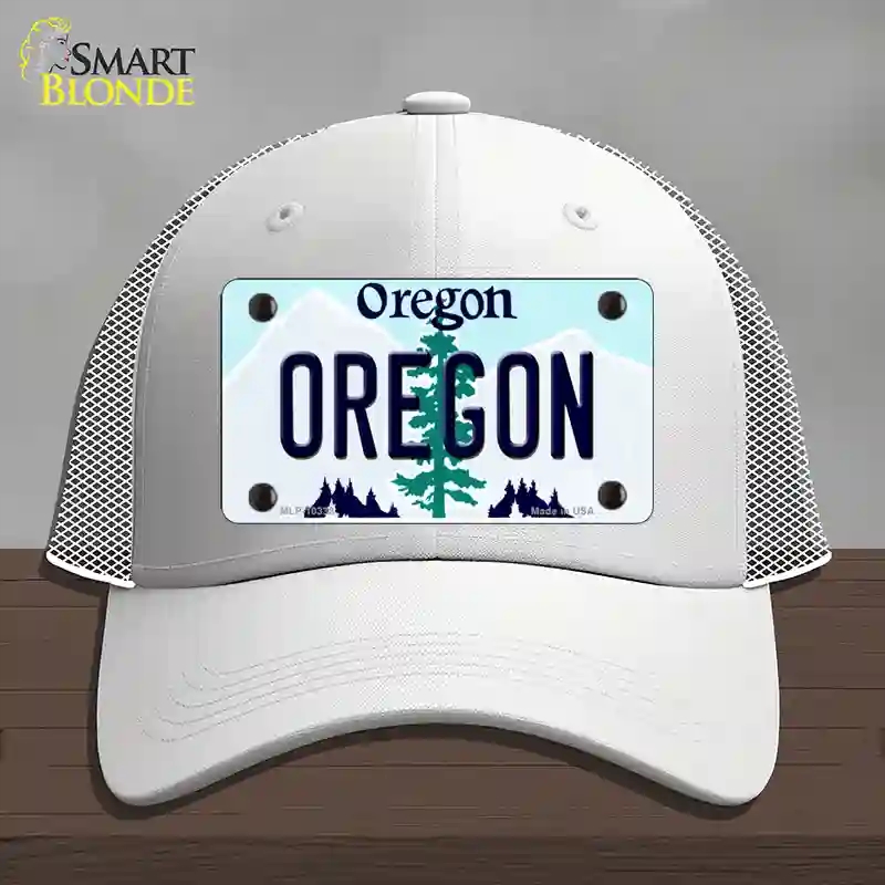 HAT19-MLP-10338 Oregon Tree Novelty License Plate Hat, Mesh - White