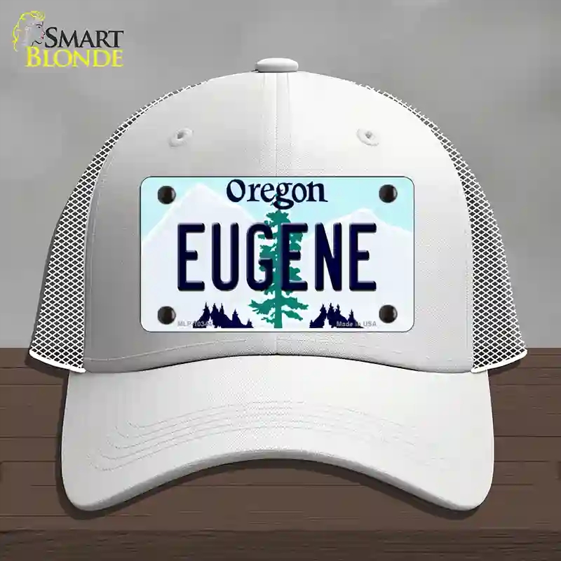 HAT19-MLP-10344 Eugene Oregon Novelty License Plate Hat, Mesh - White