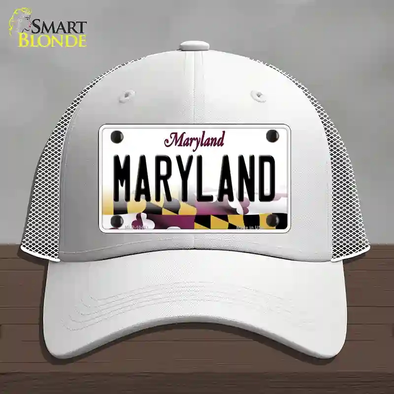 HAT19-MLP-10461 Maryland State MD Novelty License Plate Hat, Mesh - White