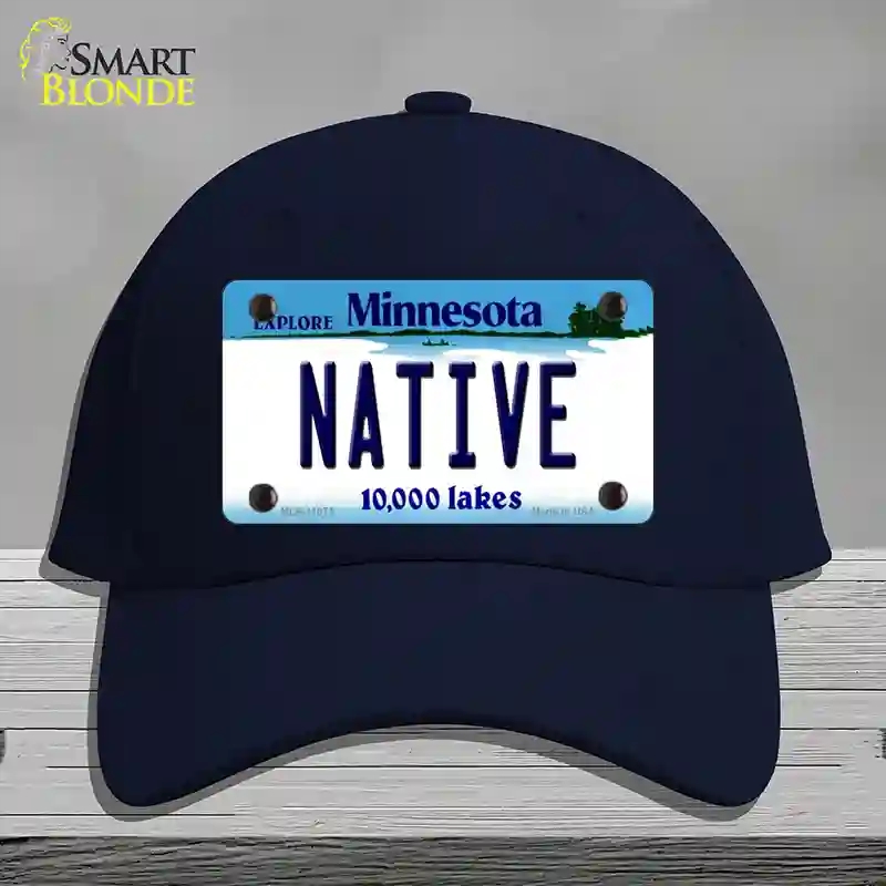 HAT20-MLP-11073 Native Minnesota State Novelty License Plate Hat, Cotton - Navy
