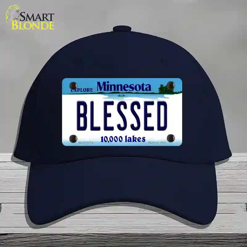 HAT20-MLP-11074 Blessed Minnesota State Novelty License Plate Hat, Cotton - Navy